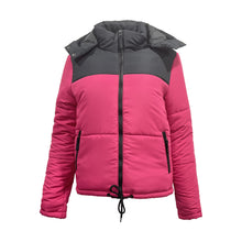 Load image into Gallery viewer, Ladies Contrast Hooded Winter Puffer Jackets