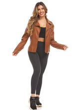 Load image into Gallery viewer, Ladies Assymetrical Zip Faux Leather Moto